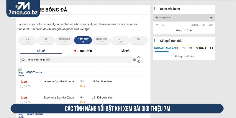 Các tính năng nổi bật khi xem bài giới thiệu 7M